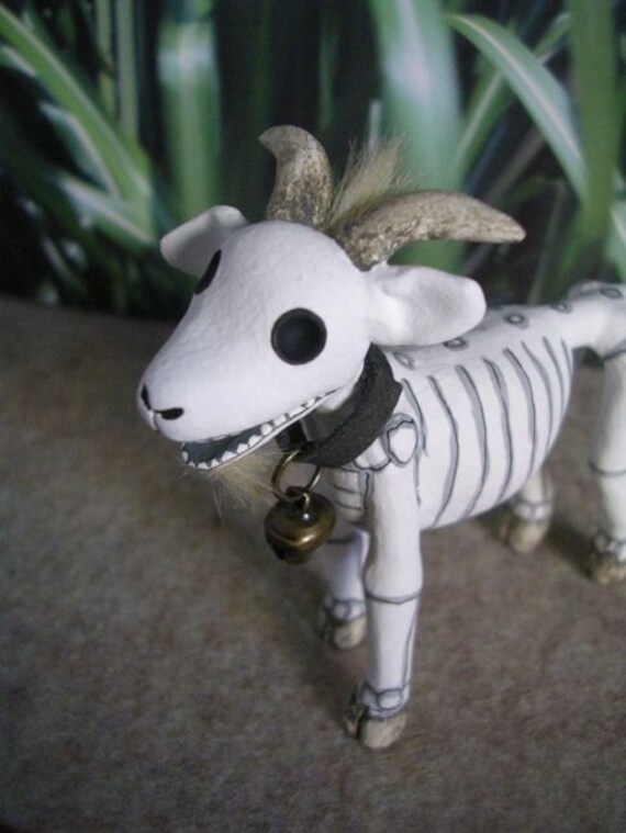 Day of the Dead Pygmy Goat Skeleton Sculpture