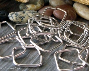 AGB handmade jewelry findings sterling silver 18 gauge square jump rings 12mm 10 pieces
