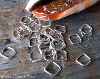 AGB artisan jewelry findings sterling silver, oxidized sterling silver or 14k gold filled 22 gauge square jump rings 4mm 50 pieces