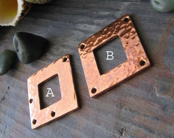 AGB copper artisan jewelry findings square washers 18mm Cynara 2 pieces