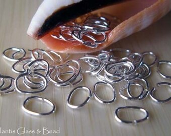 AGB handmade artisan sterling silver jewelry findings 22 gauge Oval jump rings 5mm 50 pieces