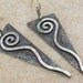 Triangle Spiral Earrings - Hammered Rustic Earrings in Sterling Silver