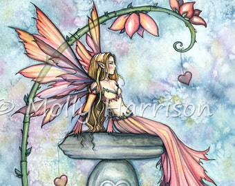 Discipline Fairy and Dragon Watercolor Giclee by MollyHarrisonArt