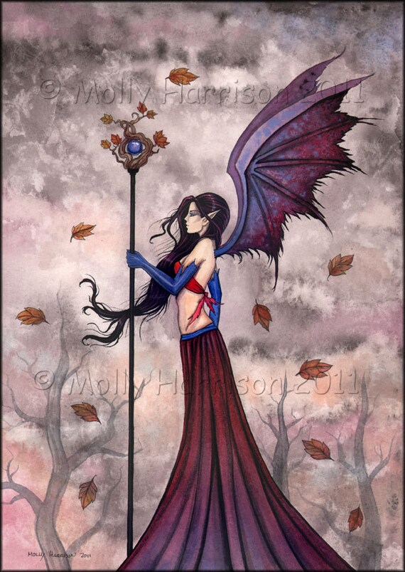 Gothic Vampire Fairy Fine Art Print 'Heart of Autumn'