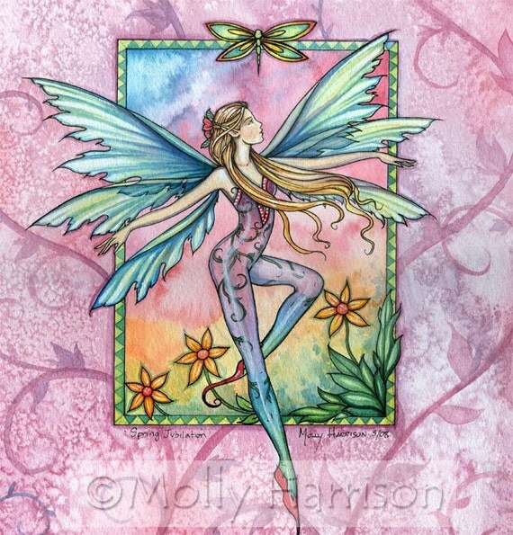 Fairy Fantasy Art Print by Molly Harrison 'Spring