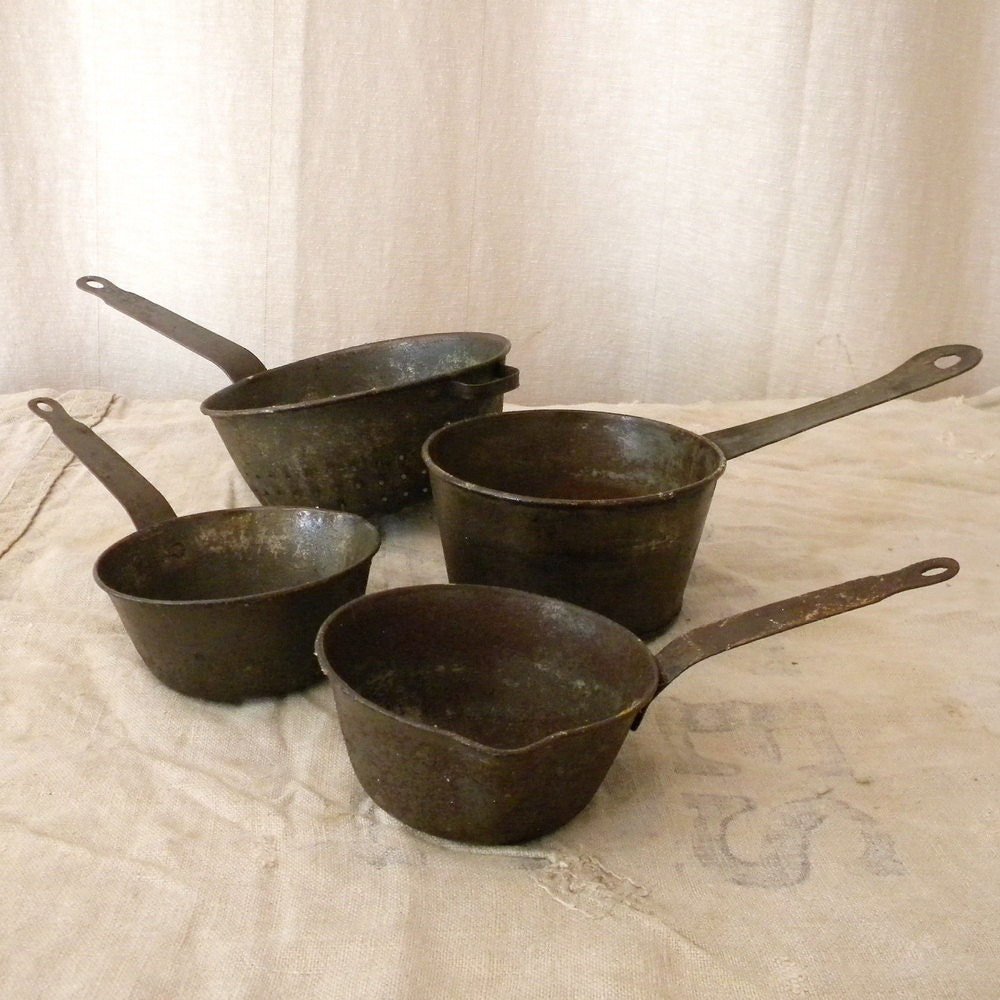 Rustic pots and pans vintage primitive decor