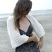 White Hand Knitted Shrug Bolero Stole Capelet Poncho Shawl Scarf Sweater Bridal Wedding