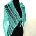 Hand knitted stole shrug capelet cowl cotton poncho green turquoise