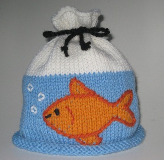 Goldfish in a Bag Hat-PDF Knitting Pattern