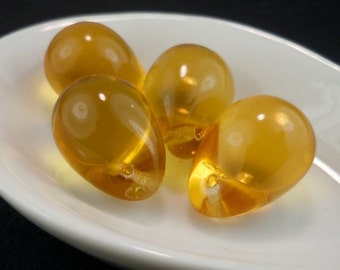 4 Czech Glass Large Drop Beads Topaz X-Large 20mm (GG2 - 9)