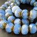 Czech Glass Bead 12 Milky Sky Blue Picasso 9mm Rondelle (G-234)