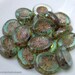 6 Pack - Aqua Picasso Czech Glass Bead Chunky Oval