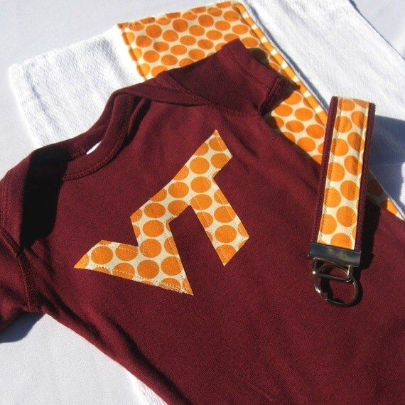 Items similar to Mommy and Me Virginia Tech Gift Set onesie, burp