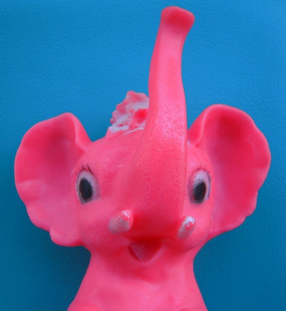 pink elephant squeaky dog toy