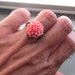 Vintage Brass Filigree Salmon Resin Flower Adjustable Ring