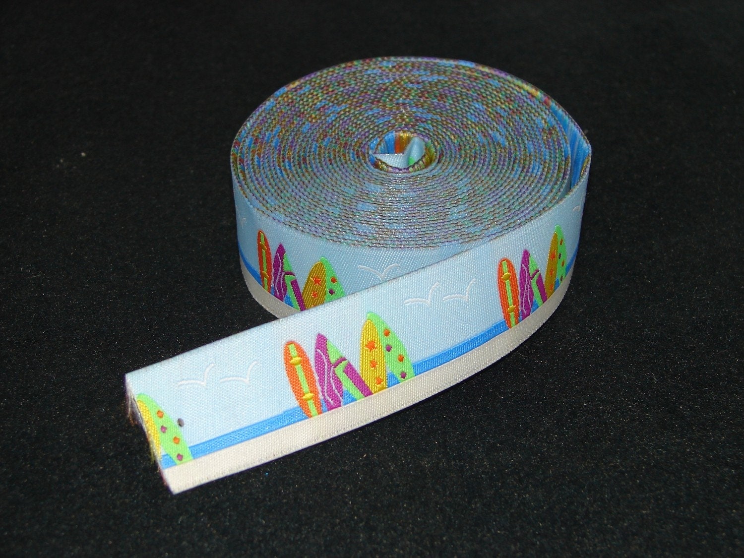 Surf Board Novelty Jacquard Ribbon 1 1/8