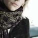 Screen Printed Jersey Scarf in Eggplant with Cream Wallpaper Motif