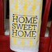 Set of 2-Screen-Printed Dishtowels - Home Sweet Home in yellow and black