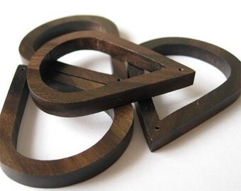 Tiger Ebony Flat Teardrop Components, 30x40mm, front drilled, set of 4