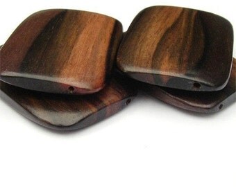 Tiger Ebony Flat 32x45mm Rectangle, Top/side drilled, set of 4