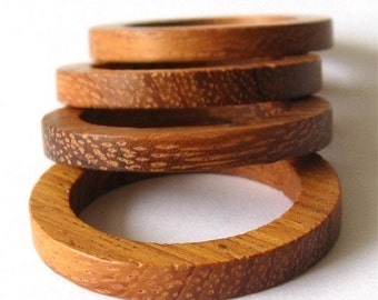 Bayong Wood Flat Circle 35mm Rings, un-drilled, set of 4