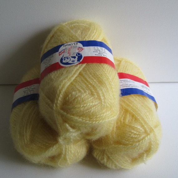 3 skeins of brushed acrylic yellow yarn by KNITBLITZ on Etsy