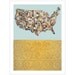 USA Map Art Print on Paper, Map Blue Highway Yellow Cornhusk