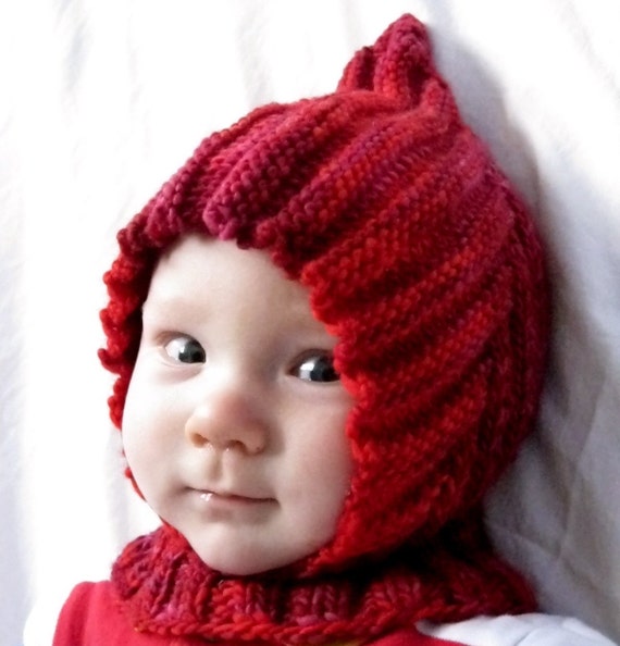 Knit Baby Balaclava Hoodie Hat LITTLE RED RIDING HOOD