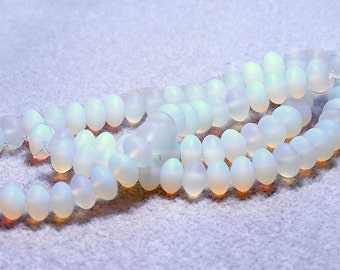 Moon Glow Rondelles- recycled sea glass beads