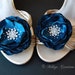SALE - Wedding Bridal Bridesmaid Hair Flower, Shoe Clips, Teal Sash Accessory, 2 Piece Set Peacock Teal Petals