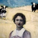 Lucille of the Holsteins original large country portrait landscape painting studio sale