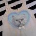 Creme Kitten and Heart Applique Tank Top