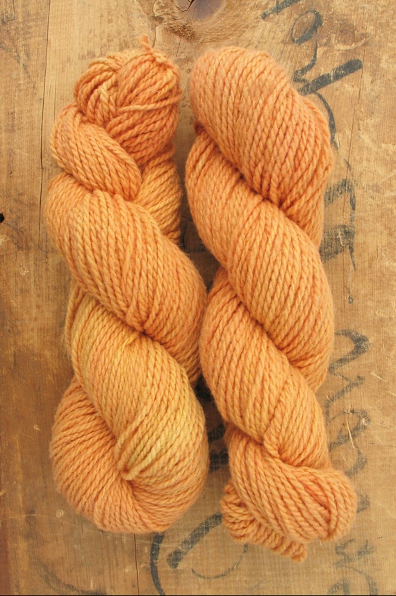 Creamsicle merino knitting / crochet farm yarn plant dyed