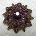 Vintage Purple Rhinestone Brooch Circa 1940s 1950s . B105