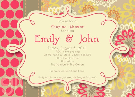 Victorian Modern Bridal Shower Invitation Couples Dinner Dots PRINT BY YOU girlsatplay girls at play Il_570xn