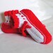 Slippersocks, Womens Red and White Grandma Style, Handknitted, 7 - 8