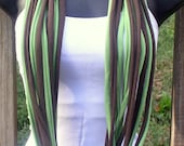 T Shirt Necklace - Circle Scarf - Infinity Loop Scarf - Multicolor - Green and Brown