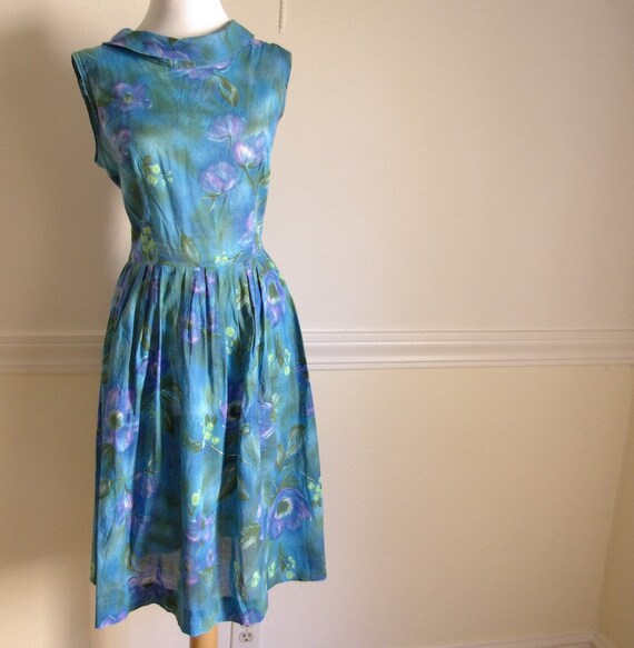 Reserved // Vintage 1950's 60's Blue Watercolor by Jewels4pandas