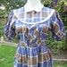 Vintage 1940's 'Kate Greenaway' Blue and Brown Plaid Dress with Puff Sleeves