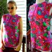 ACID ROCK 1960's Vintage Psychedelic SILK Hot Pink Blouse with Abstract Designs