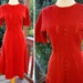 RESERVED RUSTY Red 1930's 40's Vintage Soft Wool Knit Dress with Elastic Waist size Small