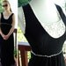 DAISY Chain 1960's 70's Vintage Black Acrylic Knit MAXI Dress with White Crochet Flowers by JERELL of Texas