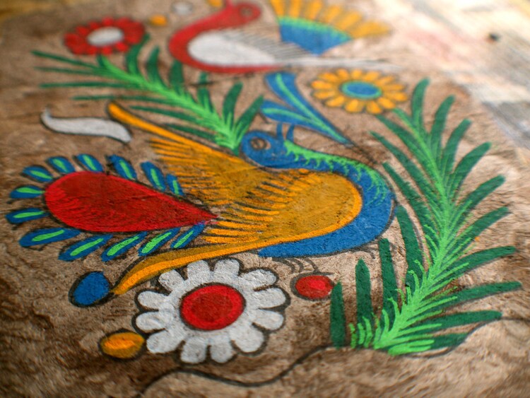 Vintage Amate Bark Painting Mexican Folk Art by ashburylane