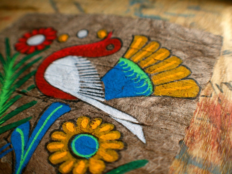 Vintage Amate Bark Painting Mexican Folk Art by ashburylane