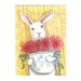Original Watercolor Rabbit Painting - Dahlias - ACEO