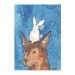 Original Watercolor Rabbit Painting - Bunny Hat - ACEO
