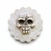 Skull Bone Skeleton Art Face Cab Rockabilly Day of the Dead Spooky Dia De Los Muertos Round Scalloped Pale White Halloween 2292 polymer clay