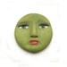 Moss Green Polymer Clay Art Doll Face Cab Goddess Cabochon Olive Pea Avocado 2523