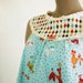 Poodle Print Nightgown Bright Aqua Cotton With Harlequin Yoke, Eyelet Lace Trim Handmade Retro Nightdress