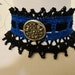 Royal Blue and Black Gothic Steampunk Victorian Lace Crochet Beaded Choker Necklace